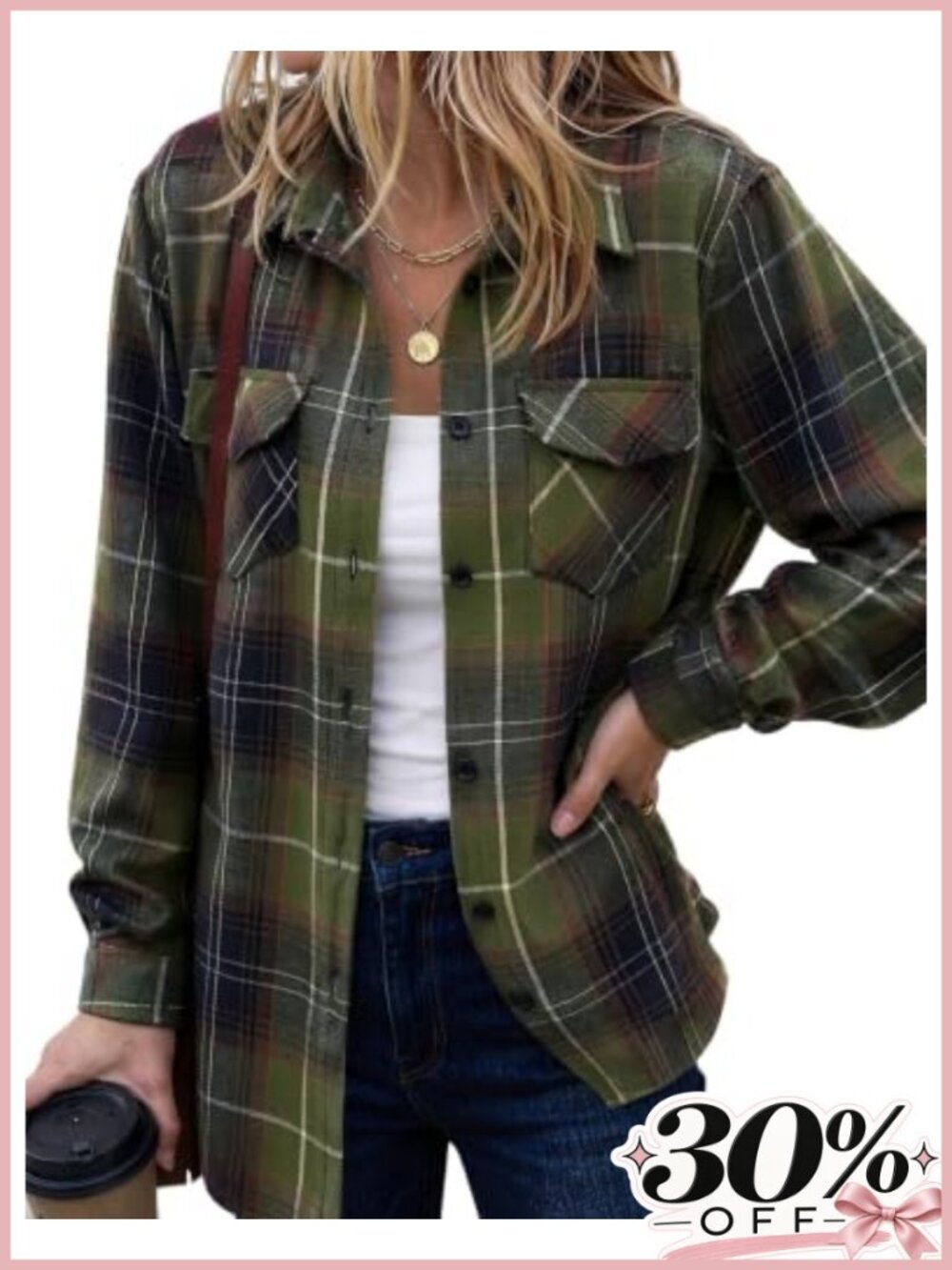 Womens Plaid Flannel Shirt Button Down Oversized Long Sleeve Casual Top